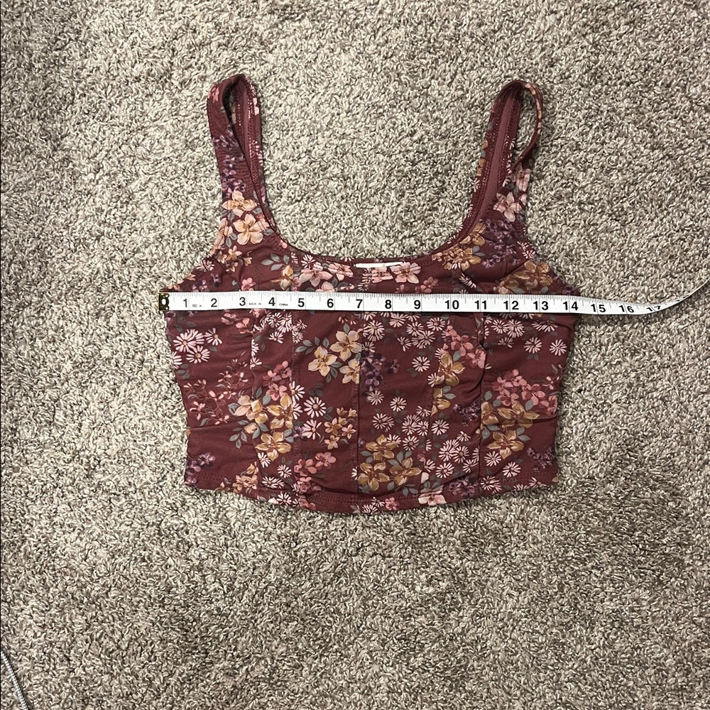 Altar’d State Mauve Floral Crop Tank Size Small Made in USA - Picture 8 of 9